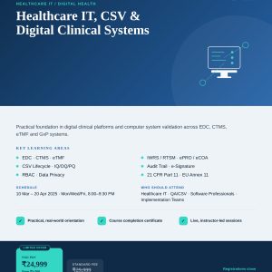 Executive Diploma Program in Healthcare IT, CSV and Digital Clinical Systems